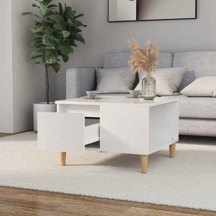 Coffee Table Glossy Look White 55X55X36.5 Cm Engineered Wood Nxobin