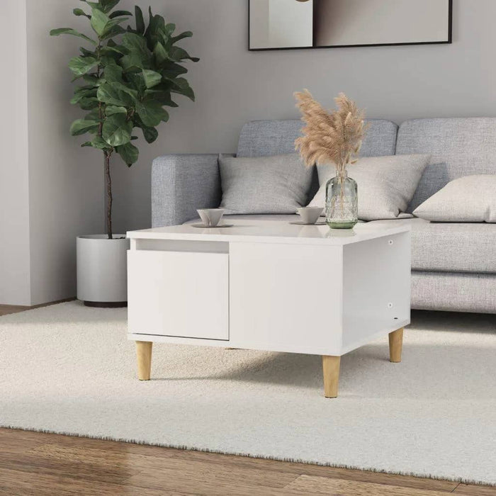 Coffee Table Glossy Look White 55X55X36.5 Cm Engineered Wood Nxobin