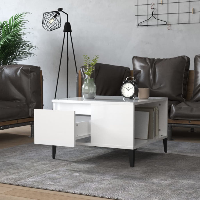 Coffee Table Glossy Look White 55X55X36.5 Cm Engineered Wood Nxobnl