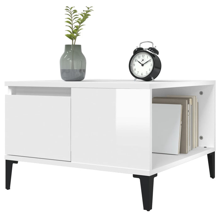 Coffee Table Glossy Look White 55X55X36.5 Cm Engineered Wood Nxobnl