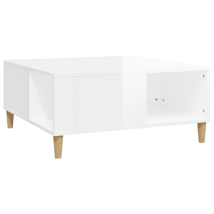 Coffee Table Glossy Look White 80X80X36.5 Cm Engineered Wood Nxobka