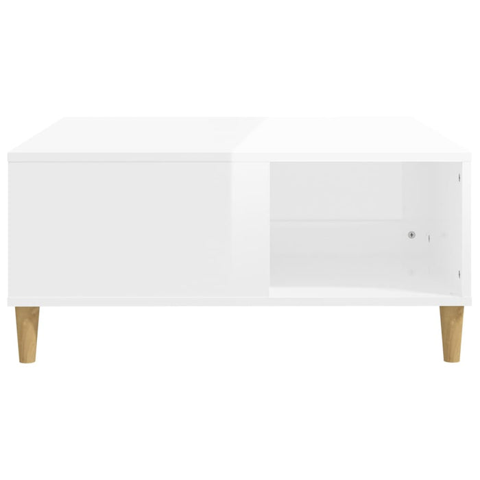 Coffee Table Glossy Look White 80X80X36.5 Cm Engineered Wood Nxobka