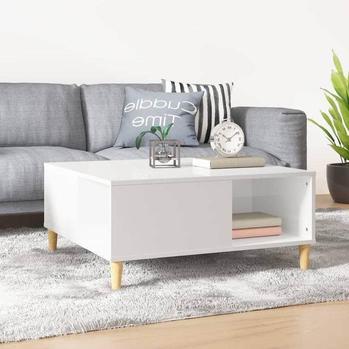 Coffee Table Glossy Look White 80X80X36.5 Cm Engineered Wood Nxobka