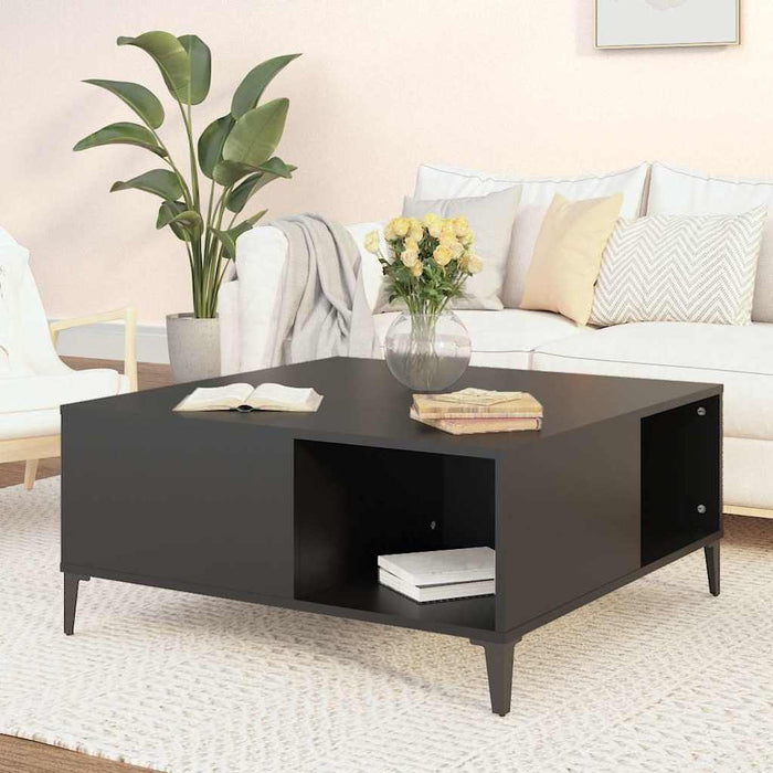 Coffee Table Black 80X80X36.5 Cm Engineered Wood Nxoobo