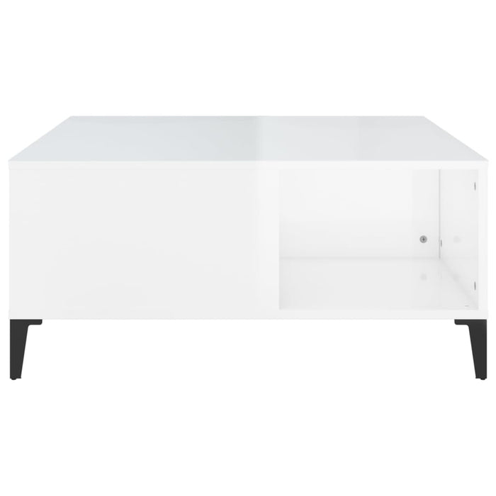 Coffee Table Glossy Look White 80X80X36.5 Cm Engineered Wood Nxoobx