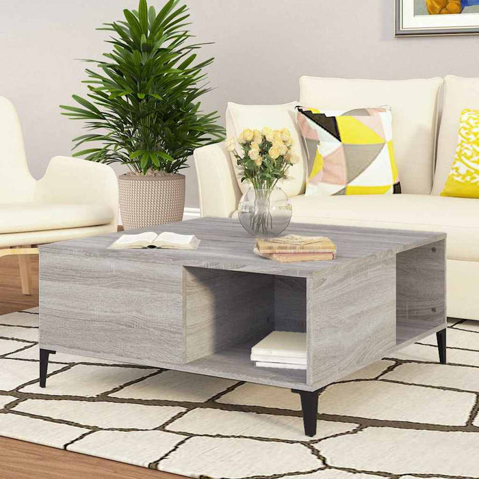 Coffee Table Grey Sonoma 80X80X36.5 Cm Engineered Wood Nxoobl
