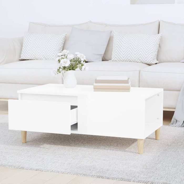 Coffee Table Glossy Look White 90X50X36.5 Cm Engineered Wood Nxooob