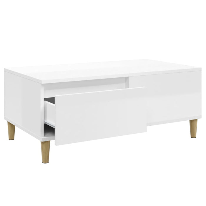 Coffee Table Glossy Look White 90X50X36.5 Cm Engineered Wood Nxooob