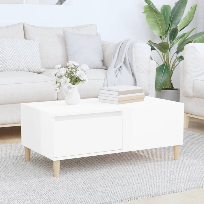 Coffee Table Glossy Look White 90X50X36.5 Cm Engineered Wood Nxooob