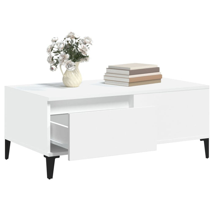 Coffee Table White 90X50X36.5 Cm Engineered Wood Nxoool