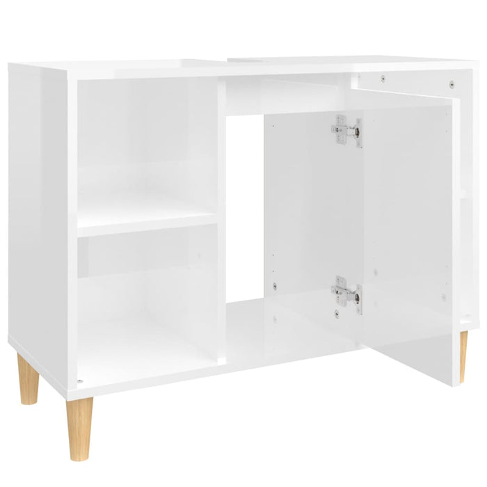 Sink Cabinet Glossy Look White 80X33X60 Cm Engineered Wood Nxoxnl