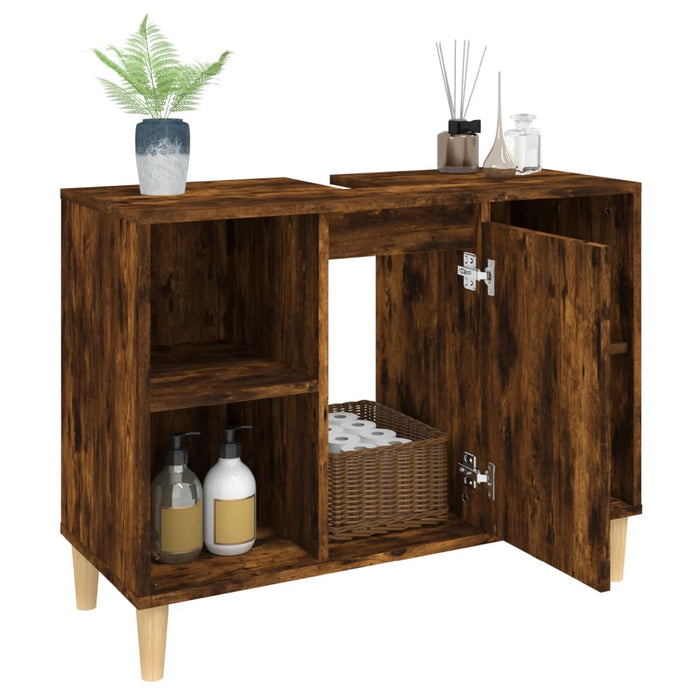 Sink Cabinet Smoked Oak 80X33X60 Cm Engineered Wood Nxoxnk