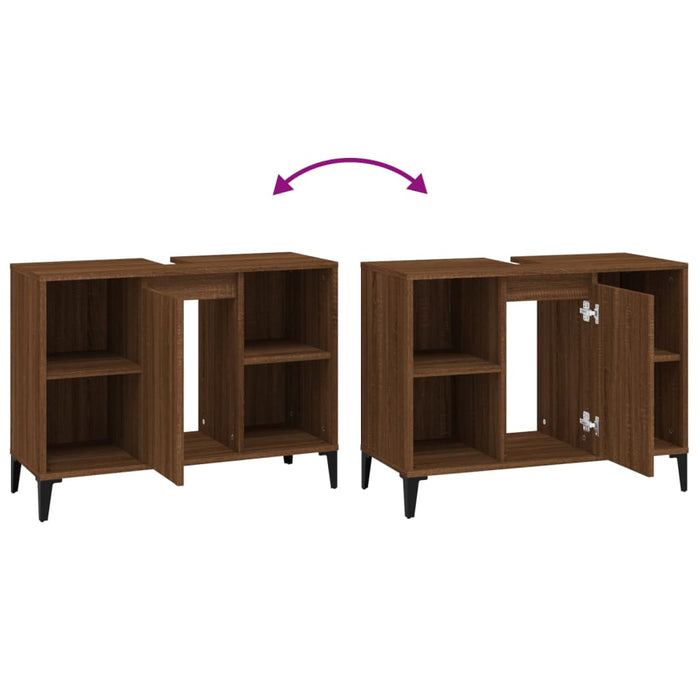 Sink Cabinet Brown Oak 80X33X60 Cm Engineered Wood Nxoxkk