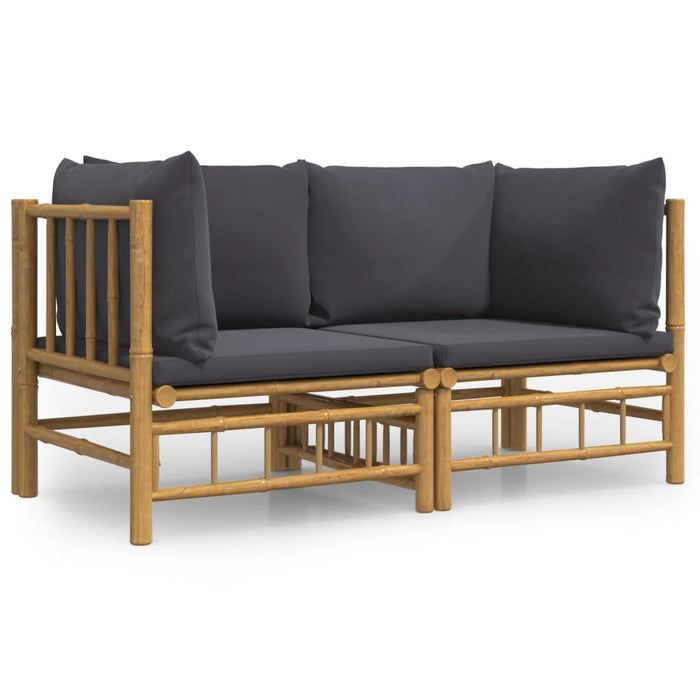 Garden Corner Sofas With Dark Grey Cushions 2 Pcs Bamboo Toppxoa