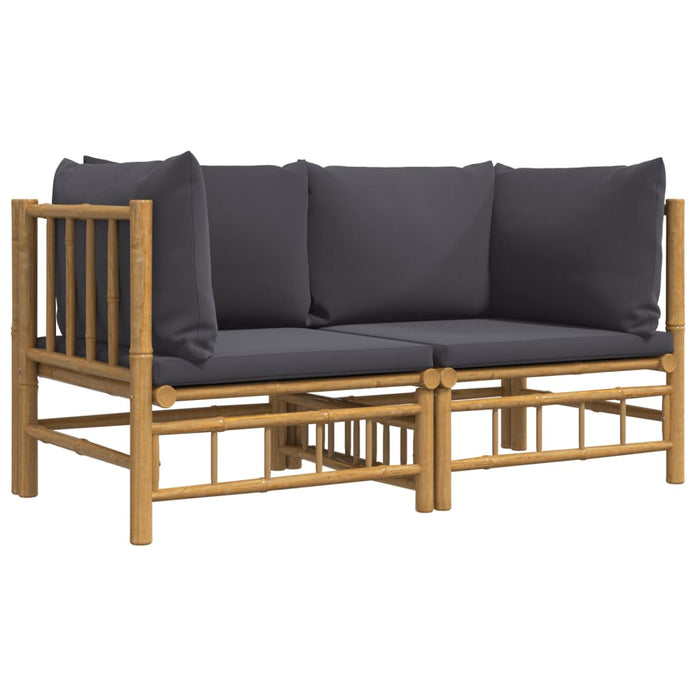 Garden Corner Sofas With Dark Grey Cushions 2 Pcs Bamboo Toppxoa