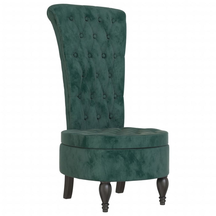 High Back Chair Dark Green Velvet Button Design Tpxall