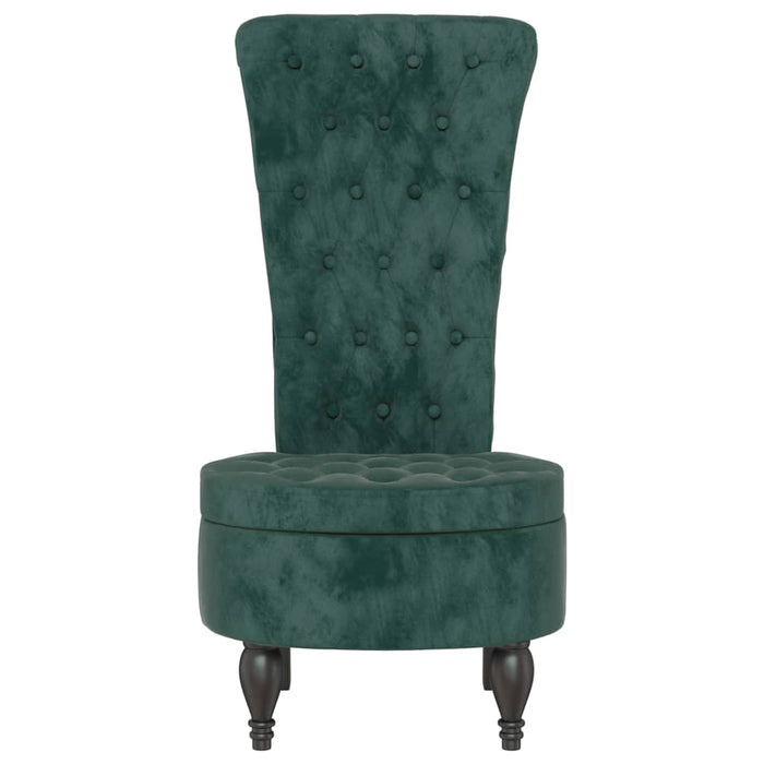 High Back Chair Dark Green Velvet Button Design Tpxall