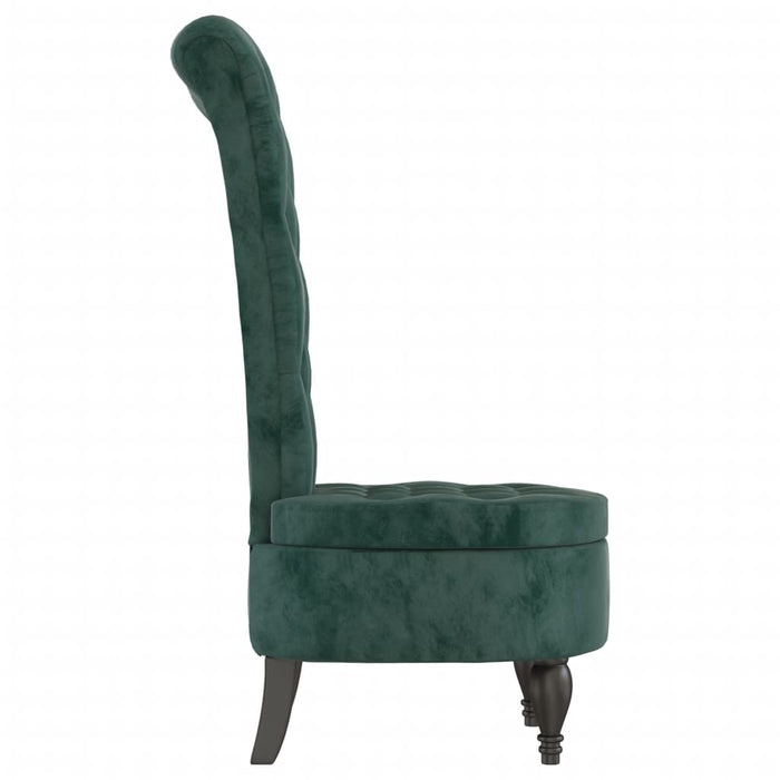 High Back Chair Dark Green Velvet Button Design Tpxall
