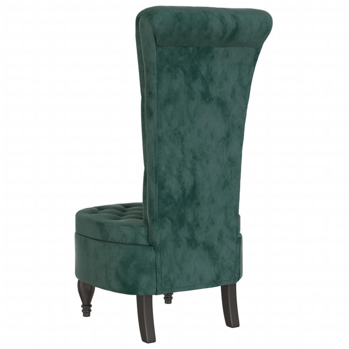 High Back Chair Dark Green Velvet Button Design Tpxall