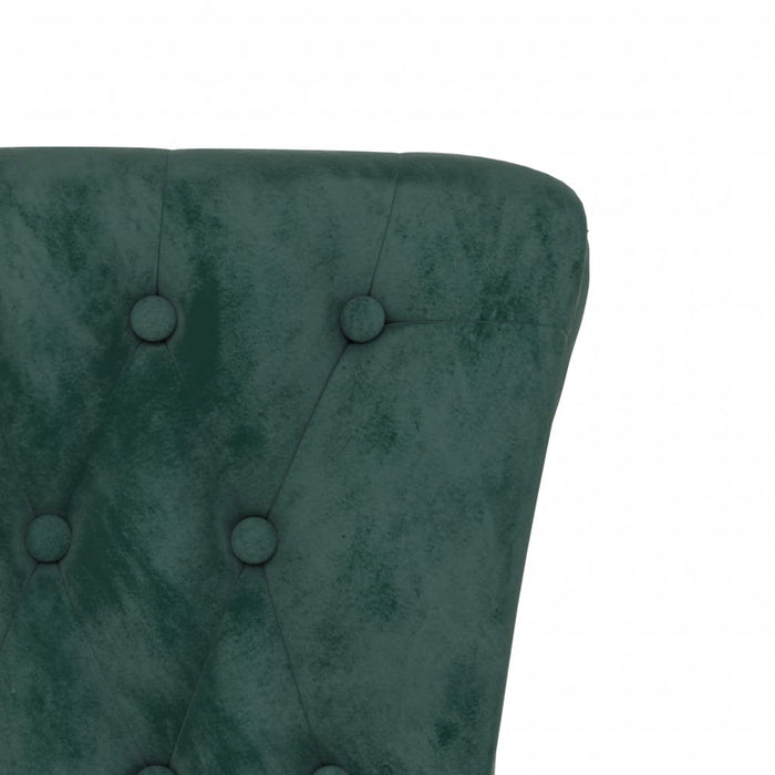 High Back Chair Dark Green Velvet Button Design Tpxall