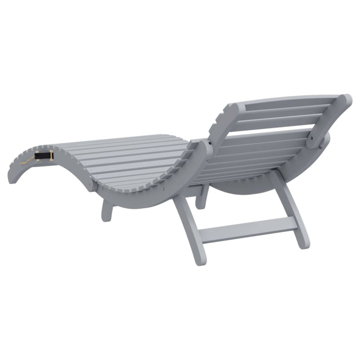 Sun Lounger Grey 184X55X64 Cm Solid Wood Acacia Tltxik