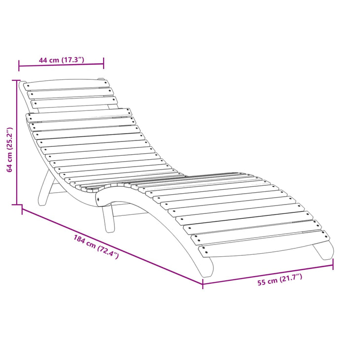 Sun Lounger Grey 184X55X64 Cm Solid Wood Acacia Tltxik