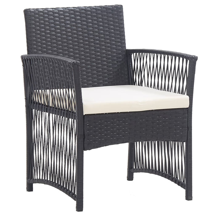 Garden Armchairs With Cushions 2 Pcs Black Poly Rattan Tltabl