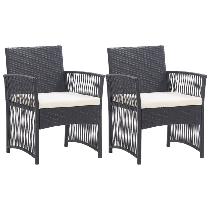 Garden Armchairs With Cushions 2 Pcs Black Poly Rattan Tltabl