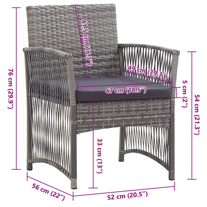 Garden Armchairs With Cushions 2 Pcs Grey Poly Rattan Tltabk