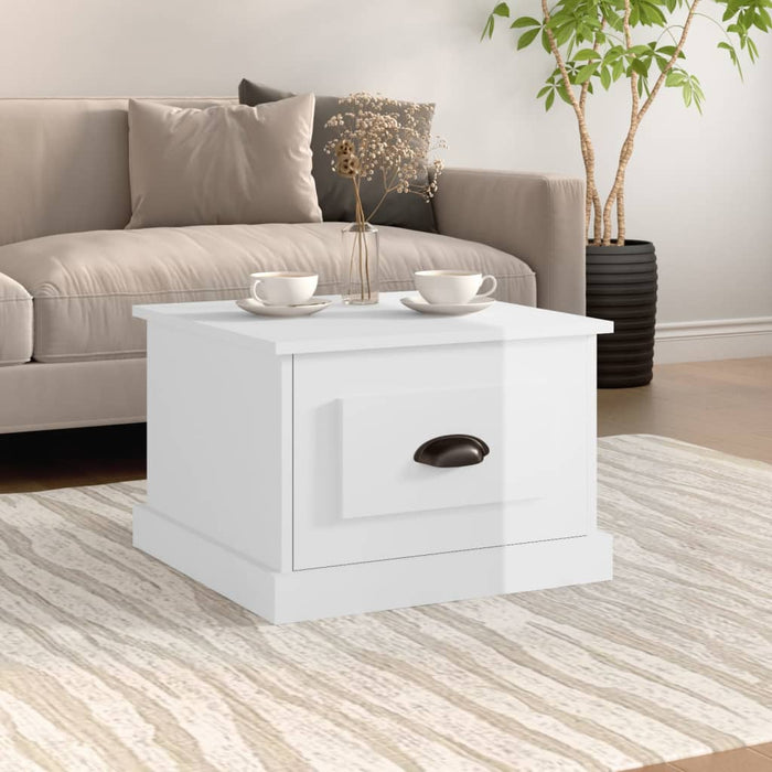 Coffee Table Glossy Look White 50X50X35 Cm Engineered Wood Nolxpb