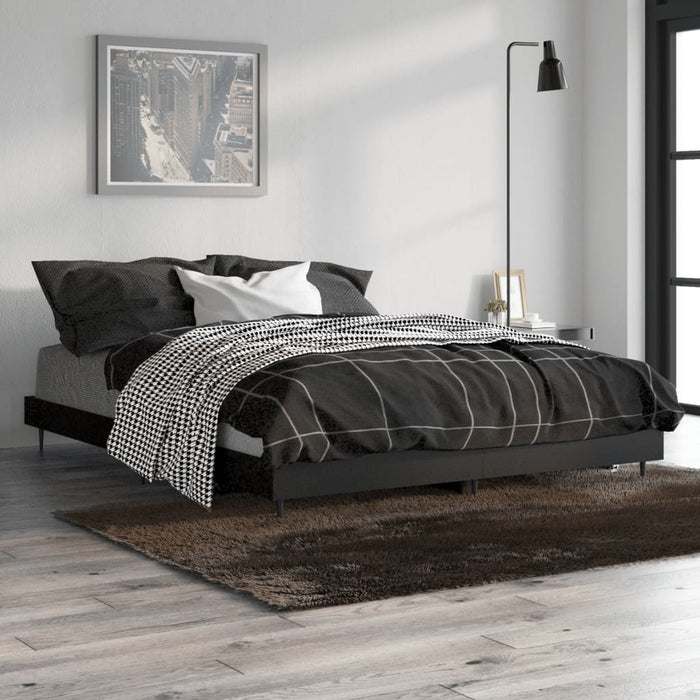 Double Size Bed Frame Without Mattress Black 135X190 Cm Engineered Wood Ntxxnl
