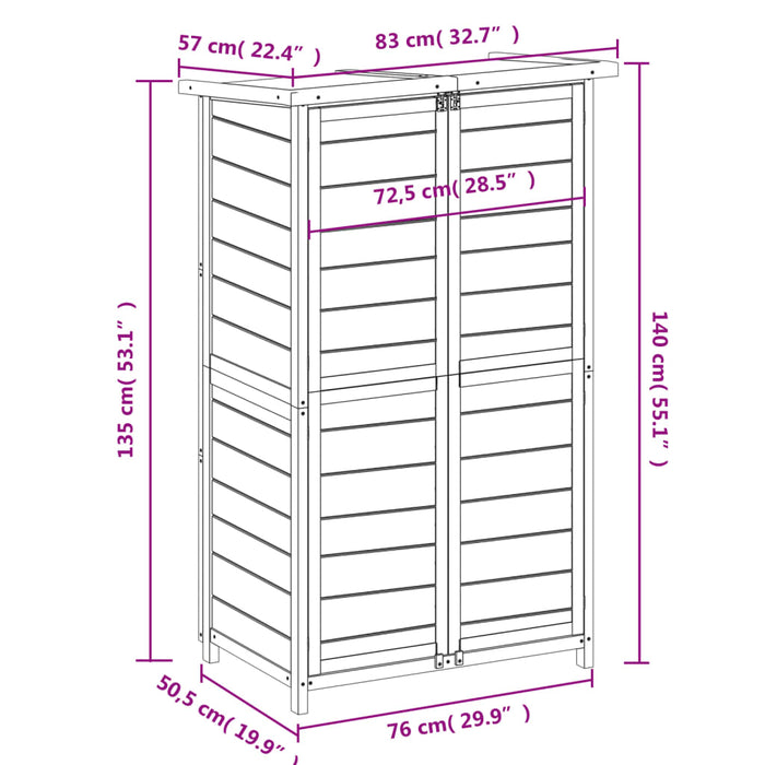 Garden Tool Shed Grey 83X57X140 Cm Solid Wood Pine Oixxao