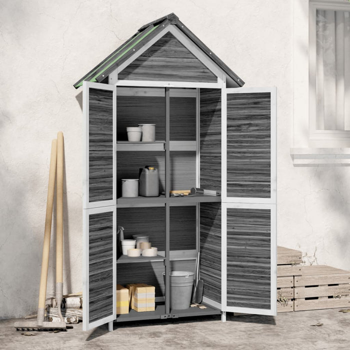 Garden Tool Shed Grey 89X52.5X175 Cm Solid Wood Pine Oixxaa