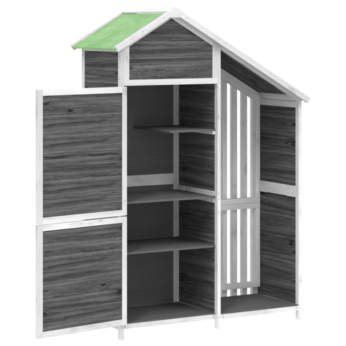 Garden Tool Shed Grey 120X53.5X170 Cm Solid Wood Pine Oixxai