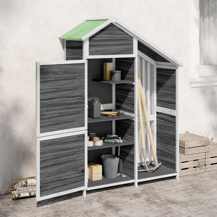Garden Tool Shed Grey 120X53.5X170 Cm Solid Wood Pine Oixxai