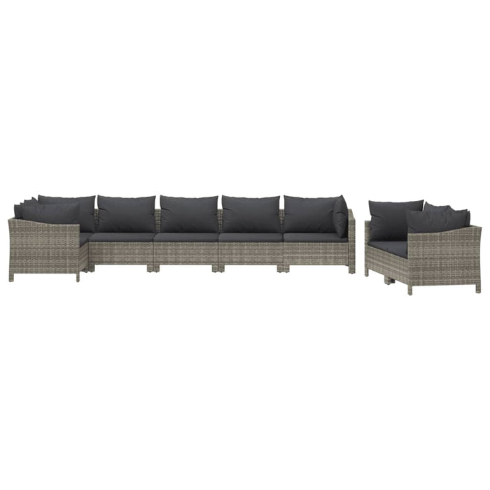 8 Piece Garden Lounge Set With Cushions Grey Poly Rattan Tonixnk