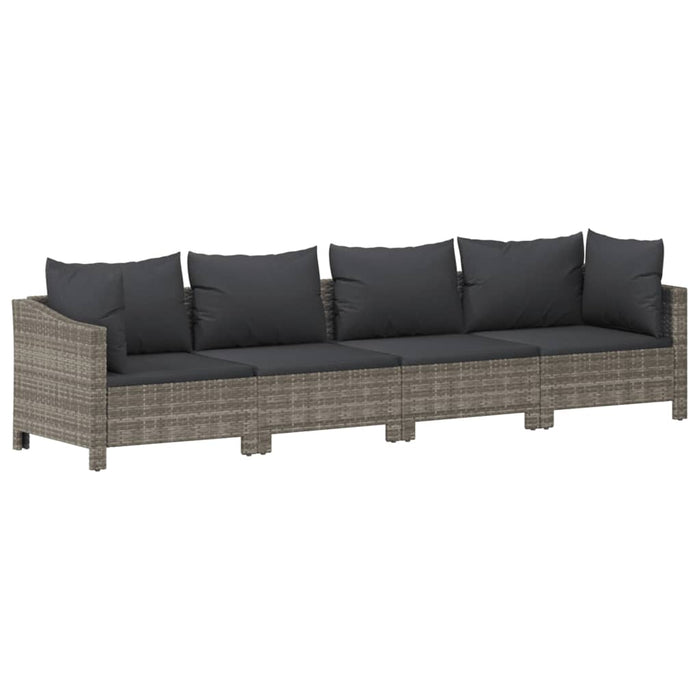8 Piece Garden Lounge Set With Cushions Grey Poly Rattan Tonixnk
