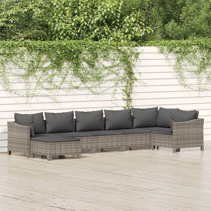 7 Piece Garden Lounge Set With Cushions Grey Poly Rattan Tonixkt
