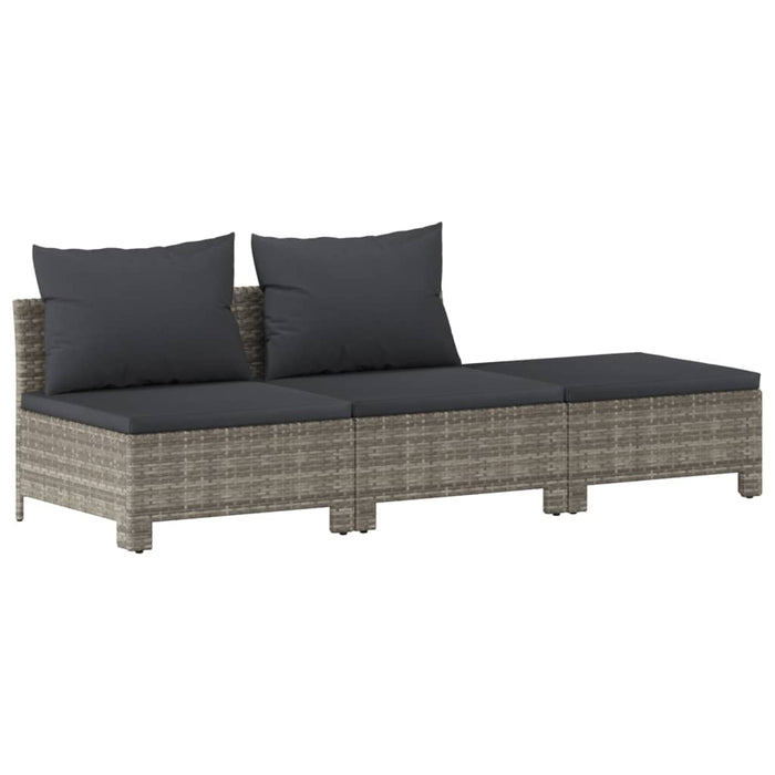 7 Piece Garden Lounge Set With Cushions Grey Poly Rattan Tonixkl