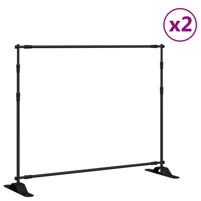 Backdrop Stands 2 Pcs Black 254X243 Cm Steel Toniall