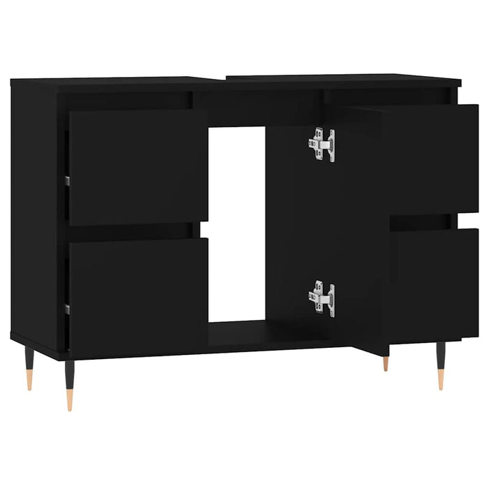 Bathroom Cabinet Black 80X33X60 Cm Engineered Wood Ntolap