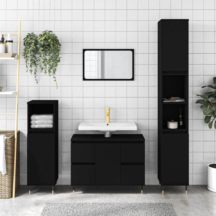 Bathroom Cabinet Black 80X33X60 Cm Engineered Wood Ntolap