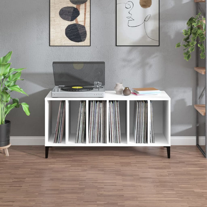 Record Cabinet White 100X38X48 Cm Engineered Wood Ntokno