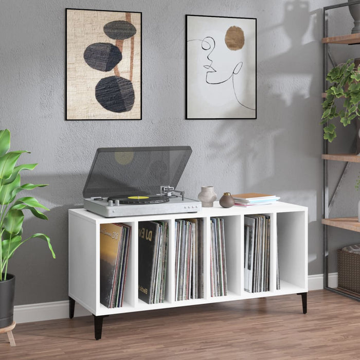 Record Cabinet White 100X38X48 Cm Engineered Wood Ntokno