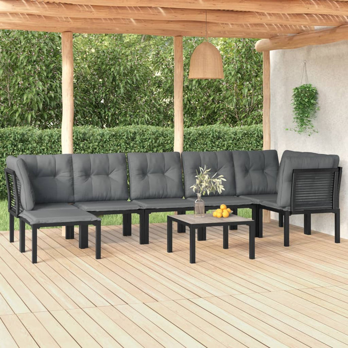 8 Piece Garden Lounge Set Black And Grey Poly Rattan Toniilo