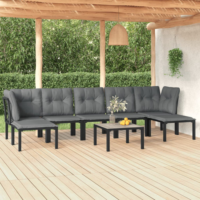 8 Piece Garden Lounge Set Black And Grey Poly Rattan Toniilp