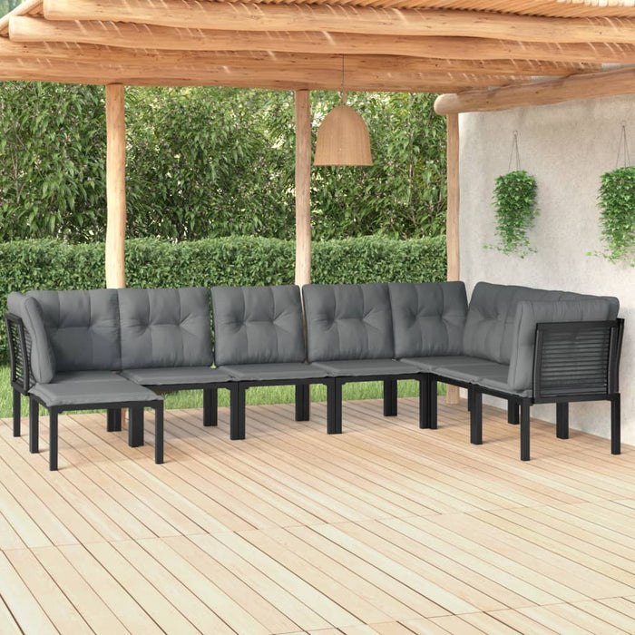 8 Piece Garden Lounge Set Black And Grey Poly Rattan Toniill