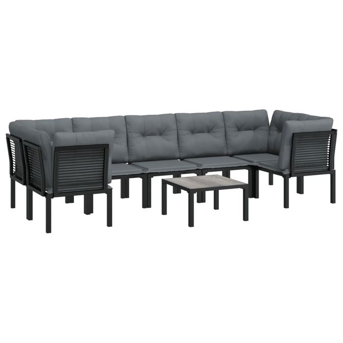 8 Piece Garden Lounge Set Black And Grey Poly Rattan Toniiib