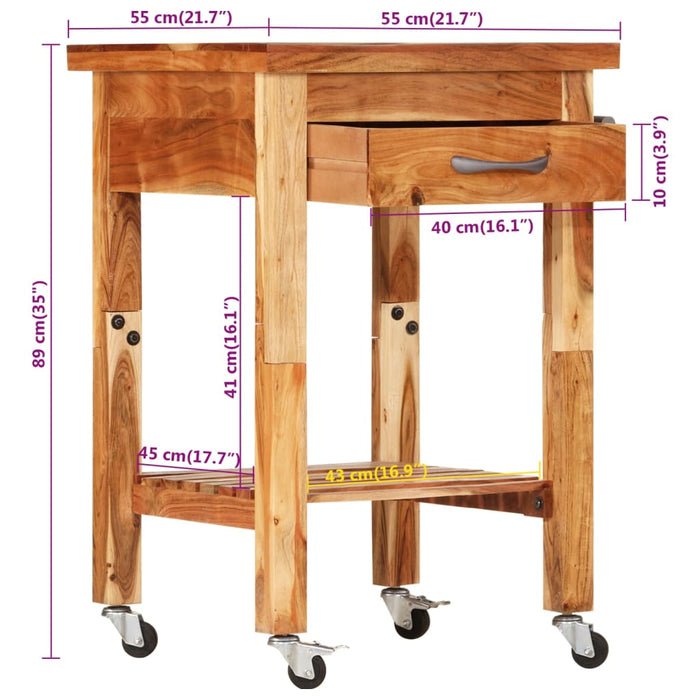 Kitchen Trolley 55X55X89 Cm Solid Wood Acacia Tppbot