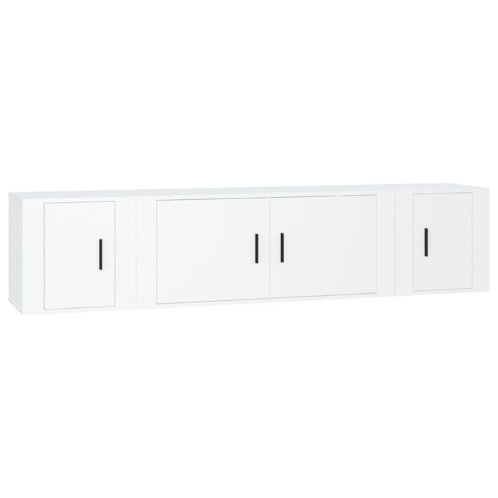 3 Piece Tv Cabinet Set White Engineered Wood Tonnaoa
